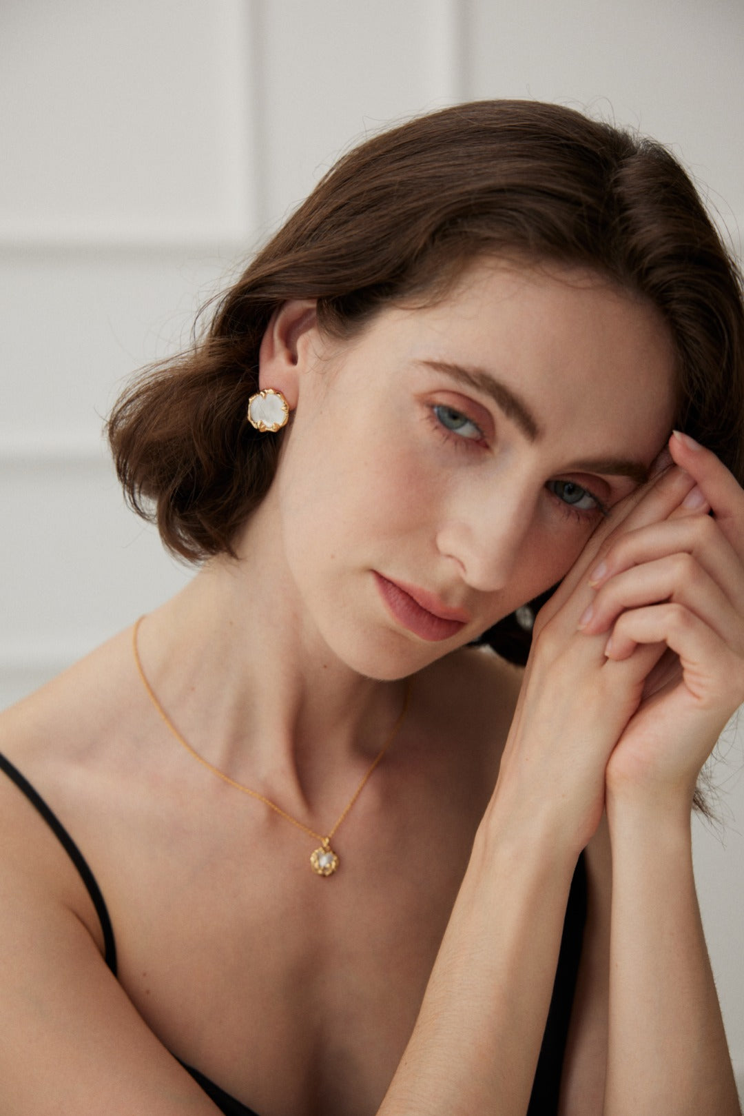 Elegance Series - Radiant Round Mother of Pearl Stud Earrings