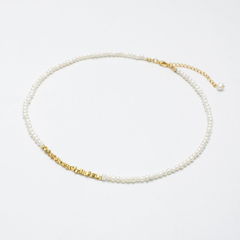 Elegance Series - Gold Sparkle Freshwater Pearl Necklace