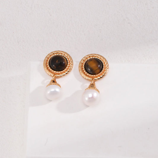 Vintage Lovers' Tiger Eye Harmony Drop Earrings