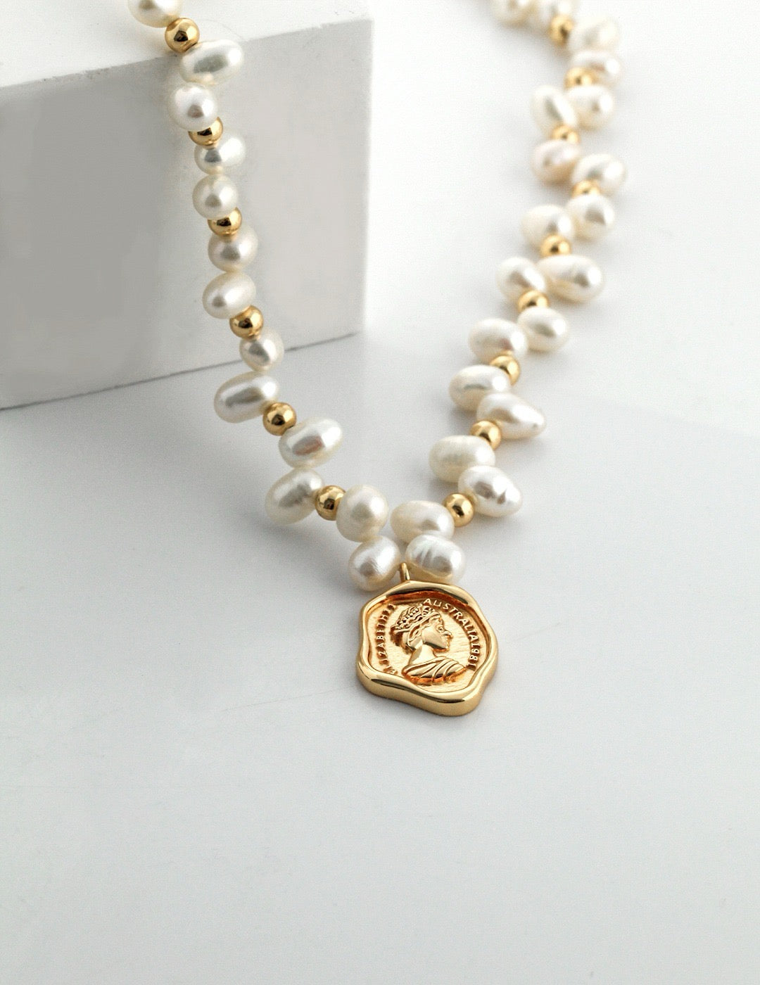 Melody Series - Gold Coin Pearl Necklace