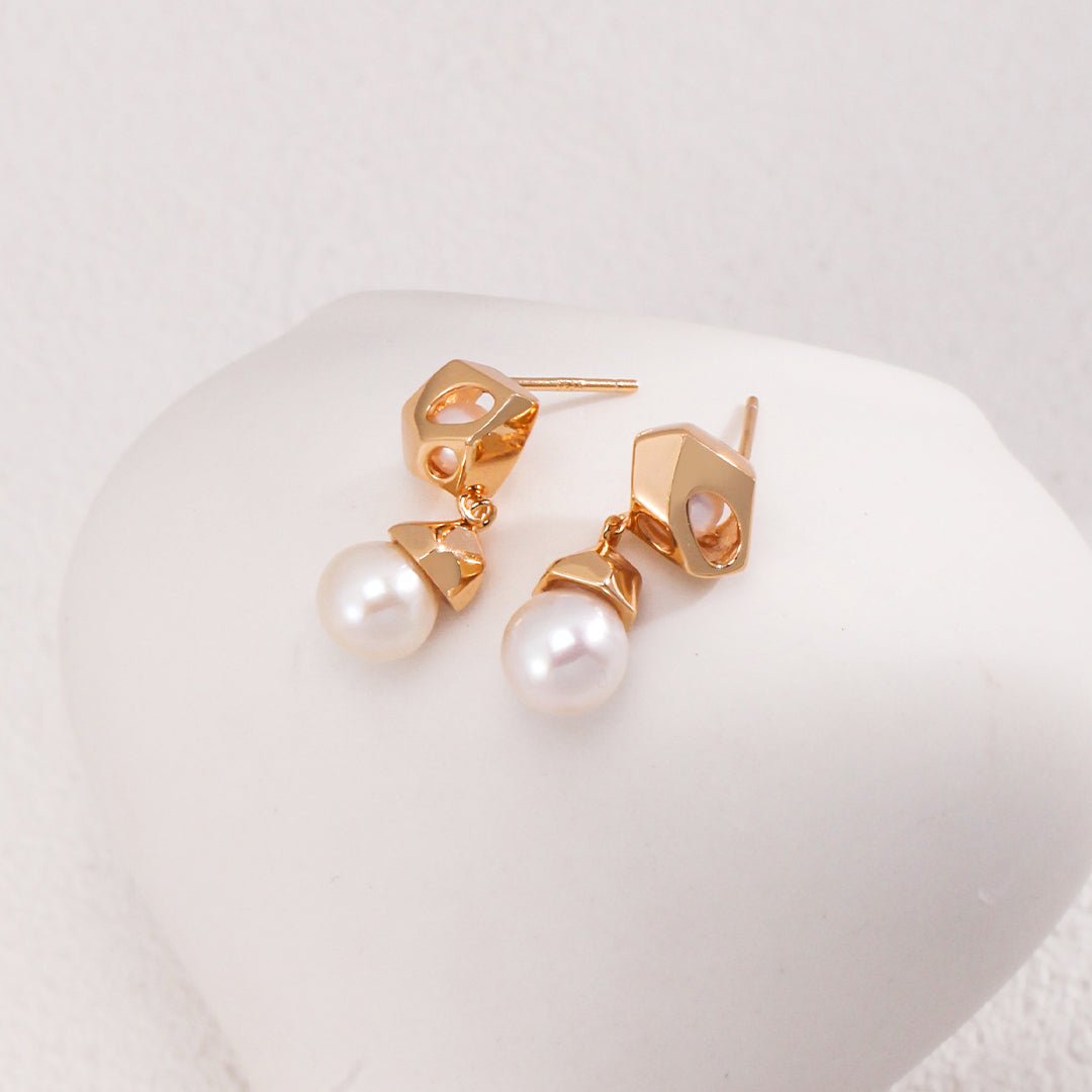 Melody Series - Geo Pearl Drop Earrings