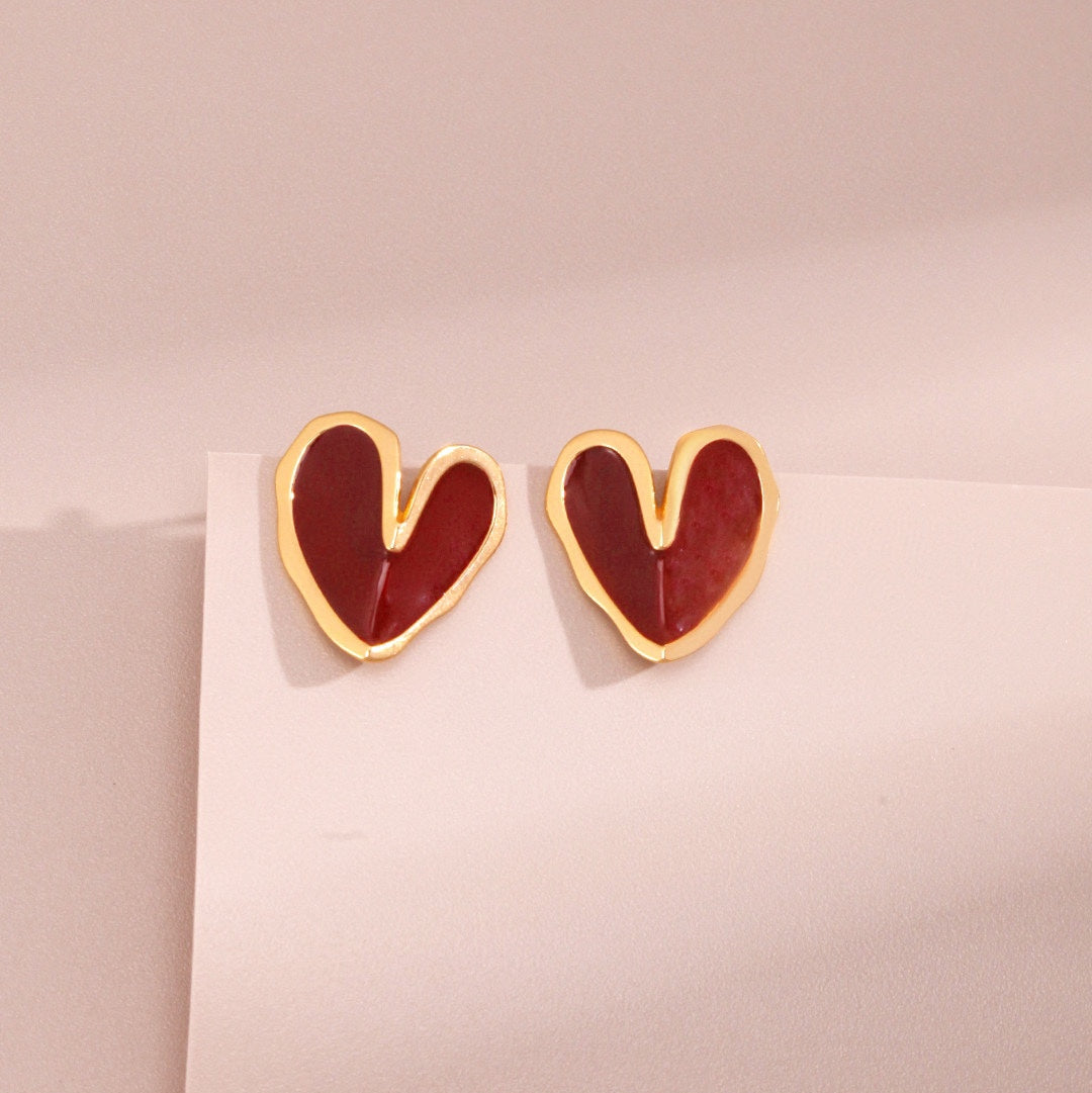 Scarlet Heart Enamel Studs