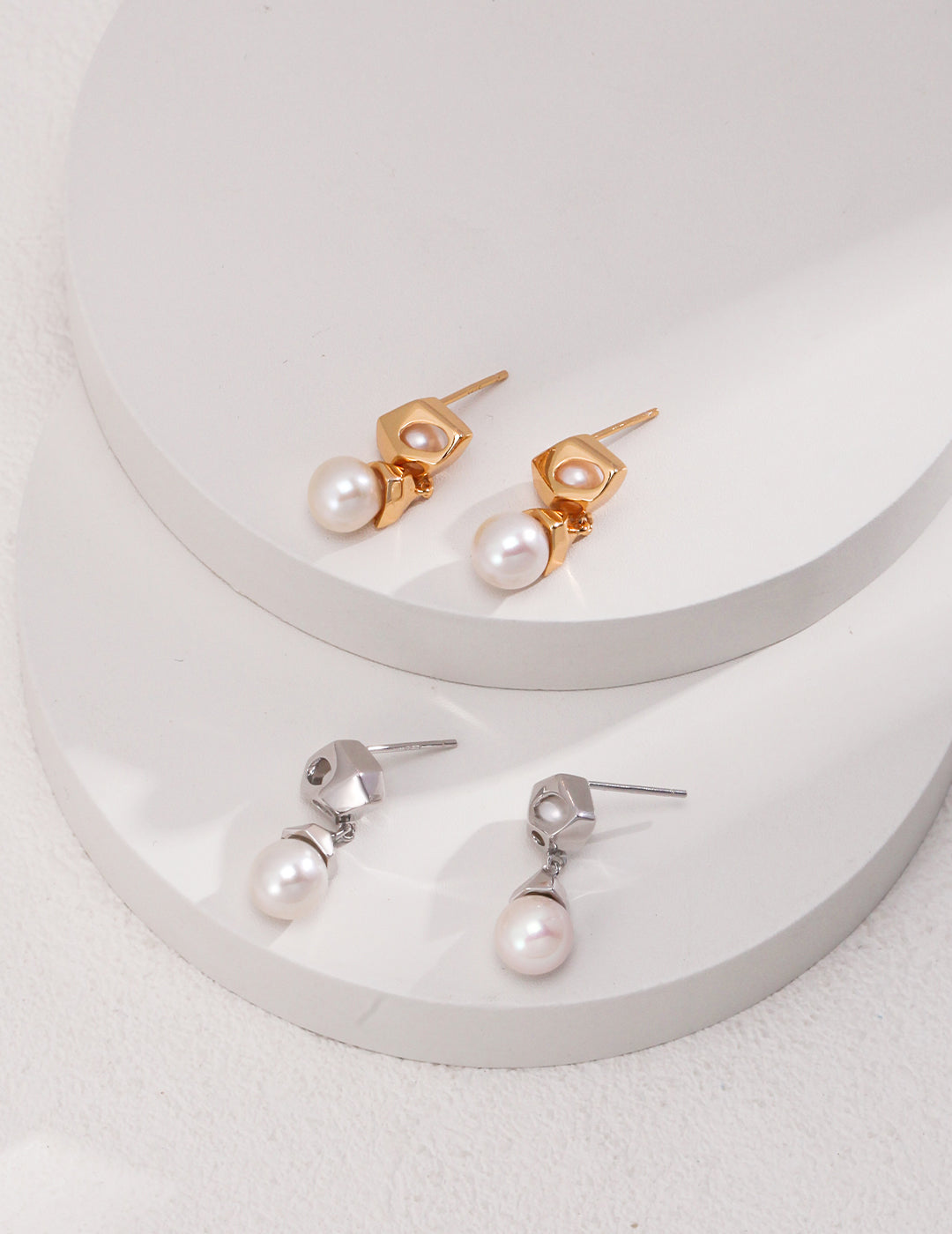 Melody Series - Geo Pearl Drop Earrings