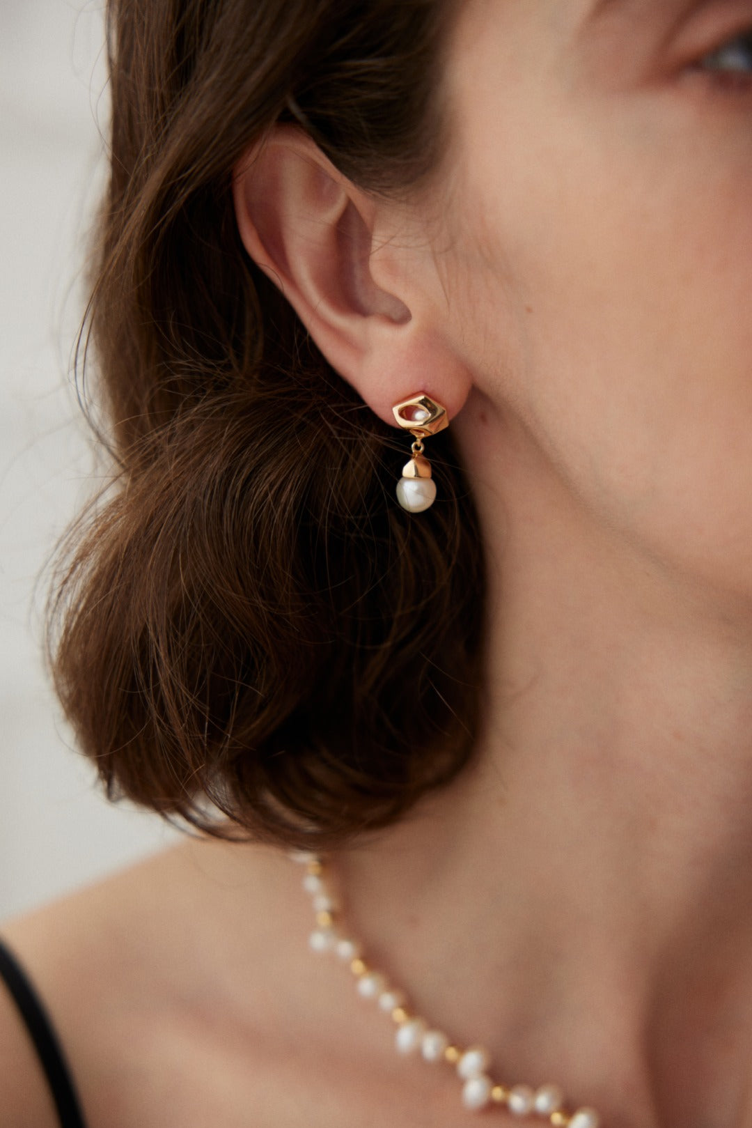 Melody Series - Geo Pearl Drop Earrings