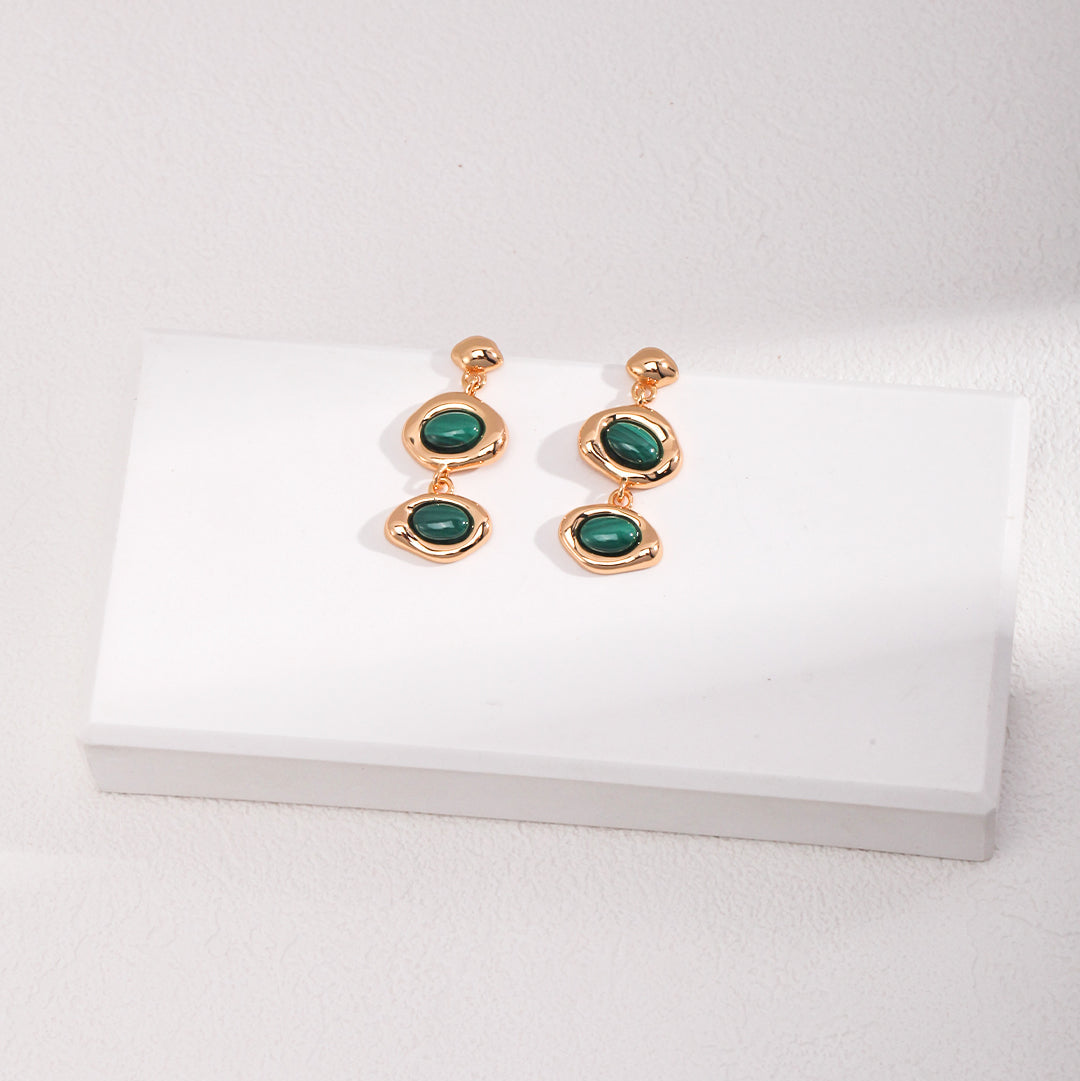 Malachite Drop Earrings Front