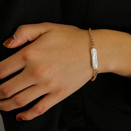 Minimalist Baroque Pearl Bracelet