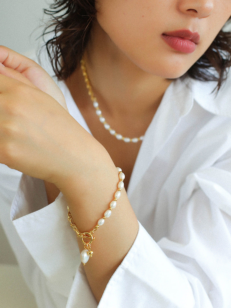 Melody Series - Pearl and 18K Gold-Plated Chain Bracelet