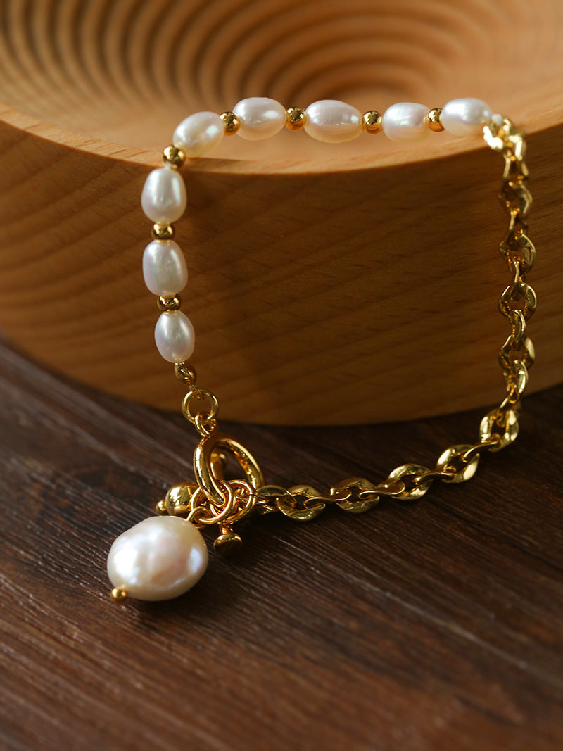 Melody Series - Pearl and 18K Gold-Plated Chain Bracelet