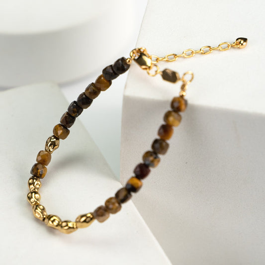 Vintage Lovers' Tiger Eye Golden Glitter Bracelet