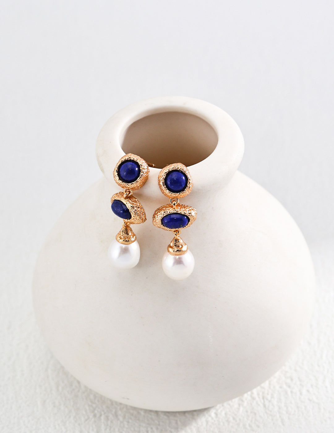 Vintage Lovers' Lapis and Pearl Earrings