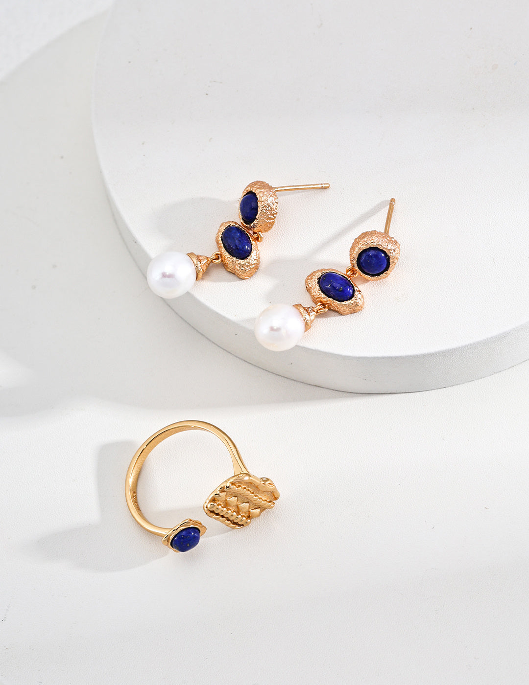 Vintage Lovers' Lapis and Pearl Earrings