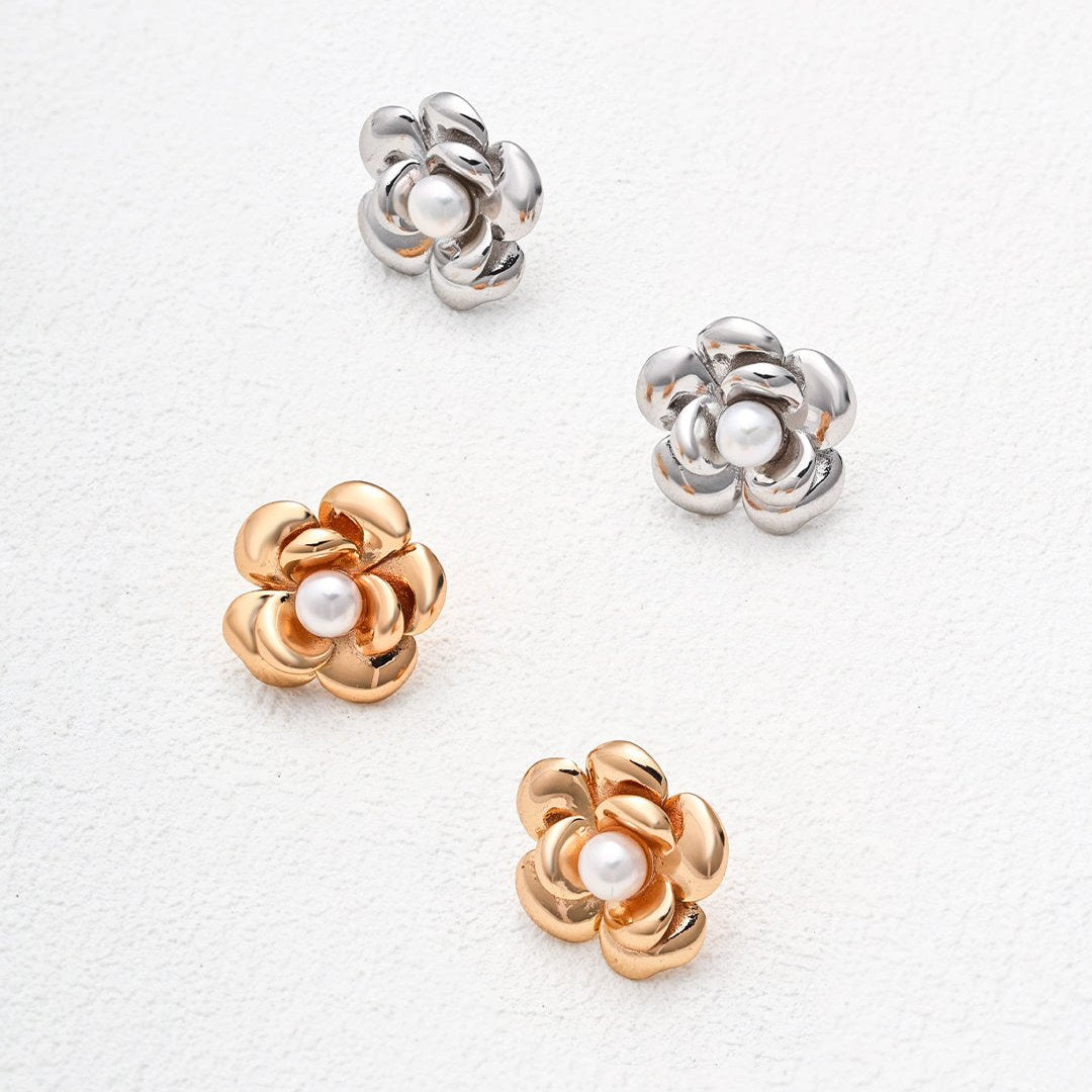 Elegance Series - Pearl Rose Earrings