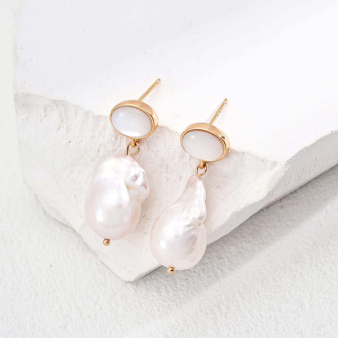 Elegance Series - Baroque Pearl Drop Earrings