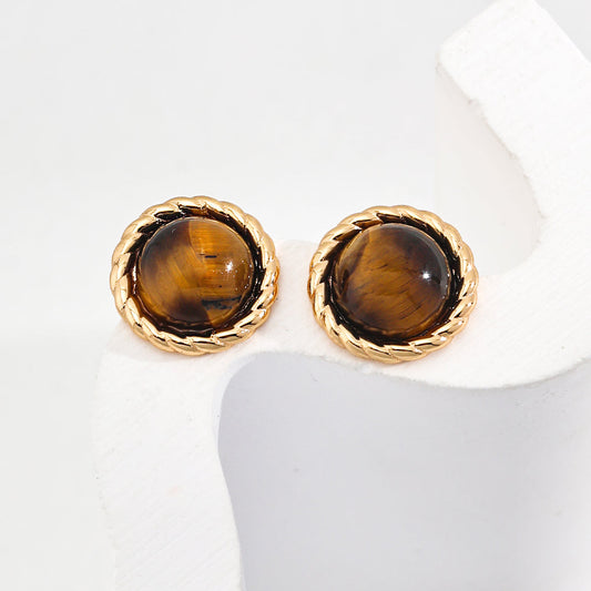 Vintage Lovers' Tiger Eye Earring Studs