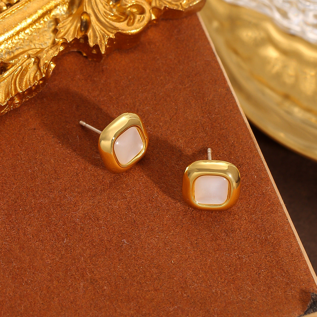 Minimalist Mother of Pearl Earring Studs