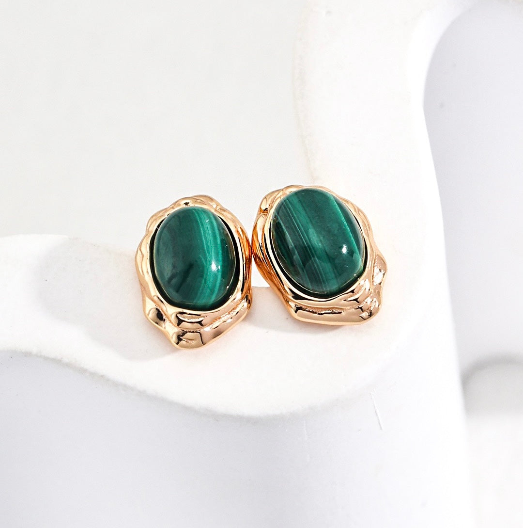 Vintage Lovers' Malachite Earring Studs