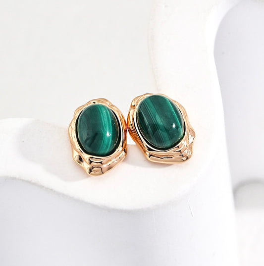 Vintage Lovers' Malachite Gold Vermeil Earring Studs