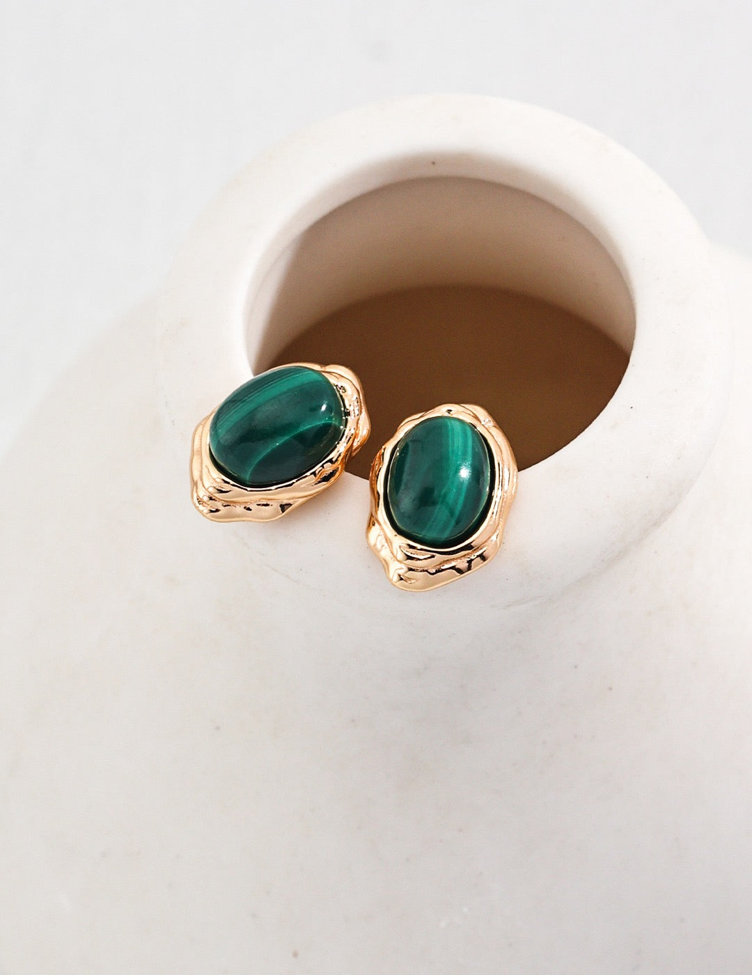 Vintage Lovers' Malachite Earring Studs