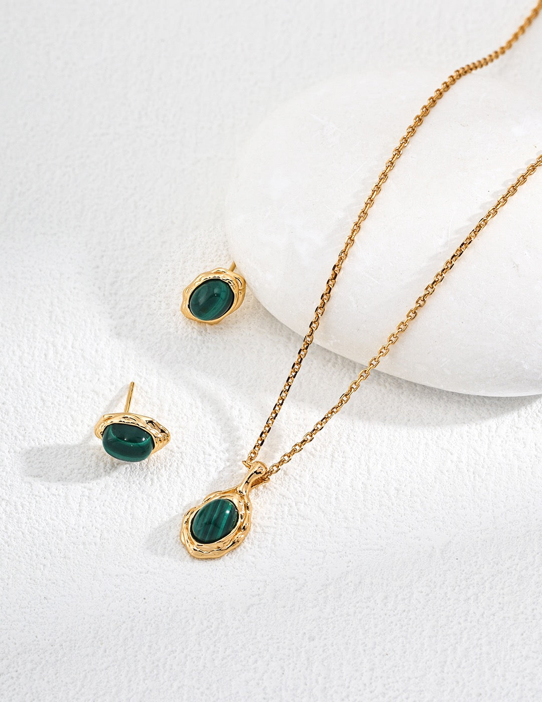 Vintage Lovers' Malachite Earring Studs