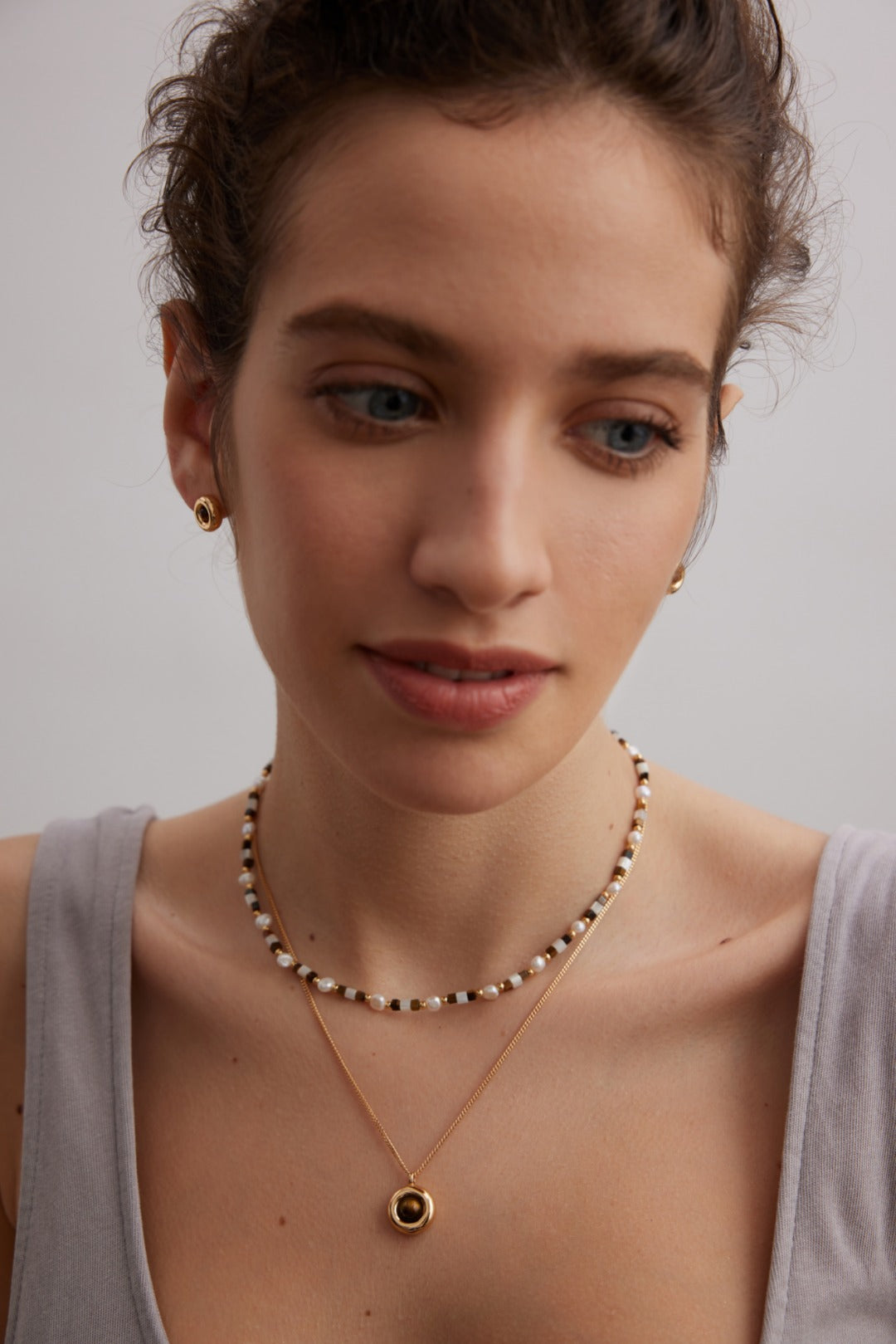 Melody Series - Pearl & Tiger Eye Stone Beaded Necklace