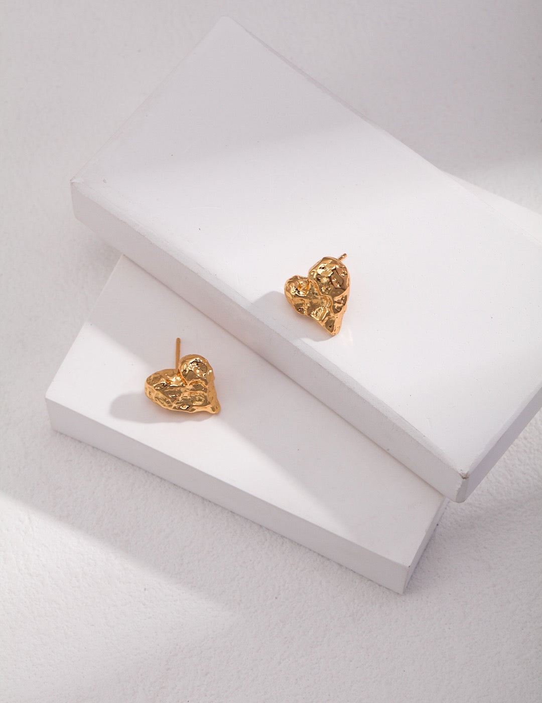 Minimalist Lava Heart Earring Studs in gold color