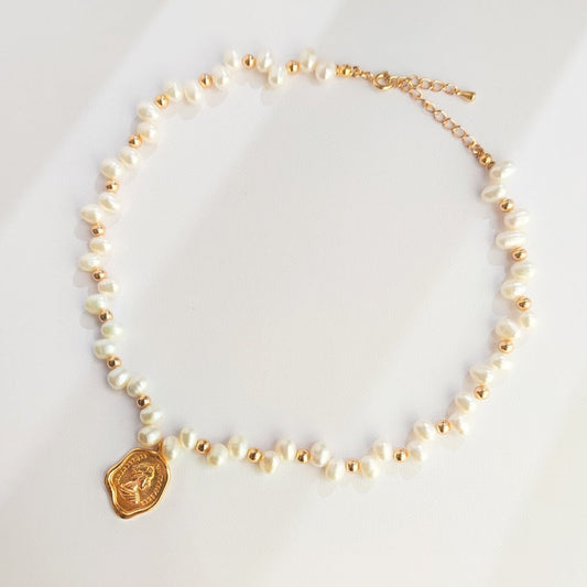 Melody Series - Gold Coin Pearl Necklace