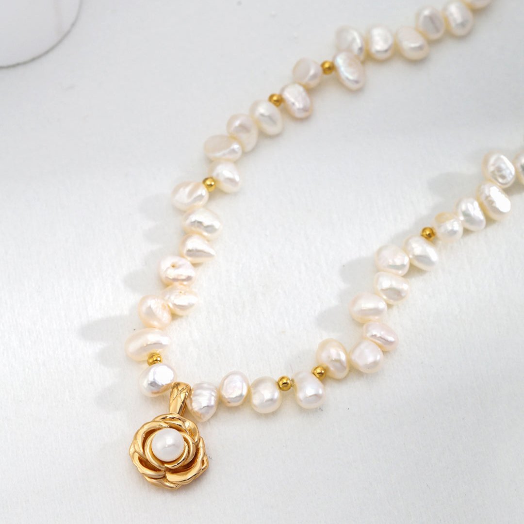 Elegance Series - Pearl Rose Necklace