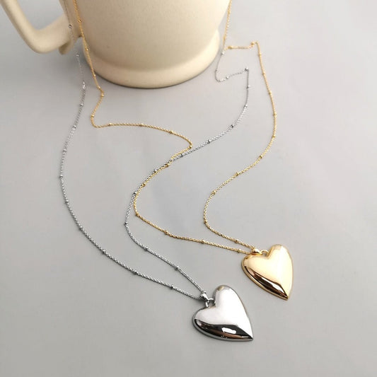 Minimalist Big Heart Chain Necklace