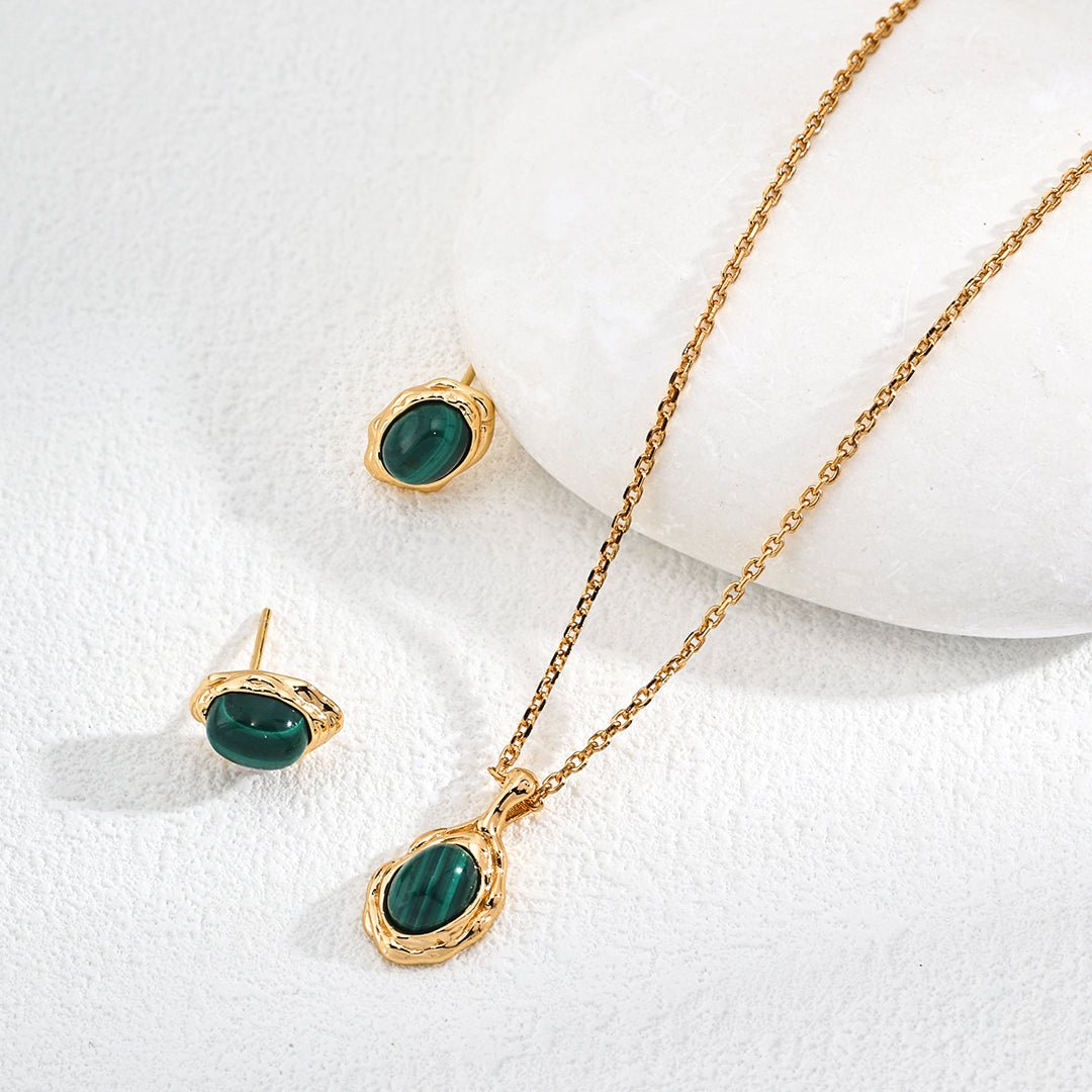 Vintage Lovers' Malachite Gold Vermeil Necklace