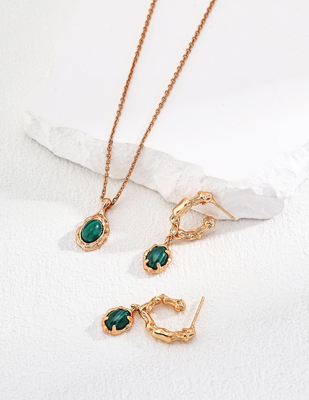 Vintage Lovers' Malachite Gold Vermeil Necklace