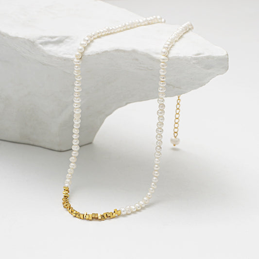 Elegance Series - Gold Sparkle Freshwater Pearl Necklace