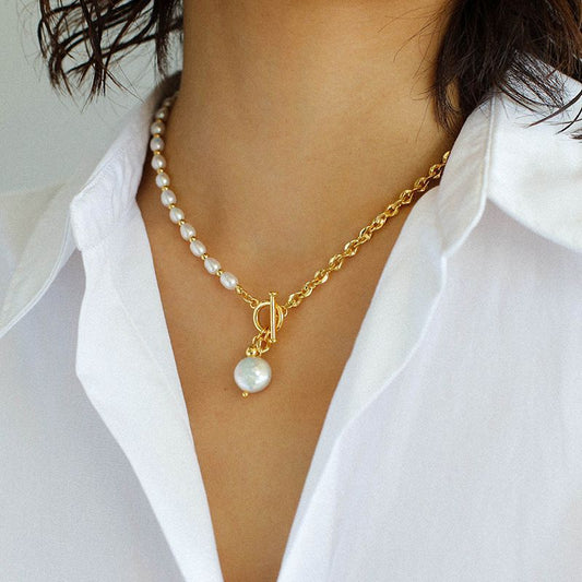 Melody Series - Pearl and 18K Gold-Plated Chain Necklace