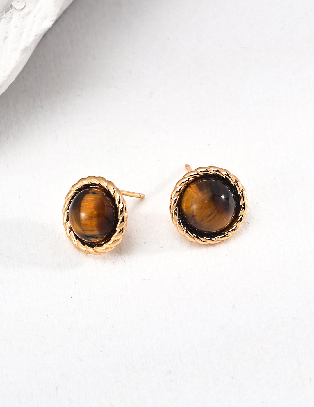 Vintage Lovers' Tiger Eye Earring Studs in detail