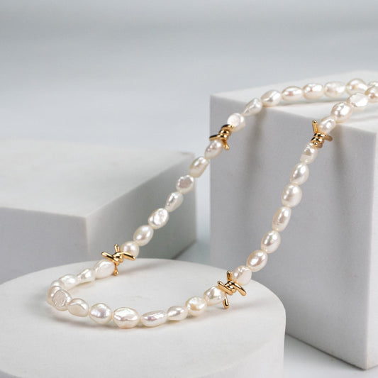 Melody Series - Gold twists Pearl Necklace