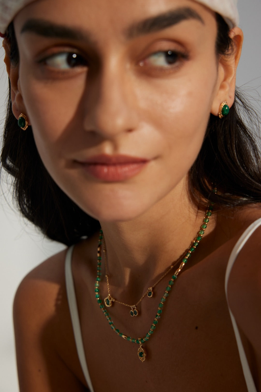 Vintage Lovers' Malachite Earring Studs