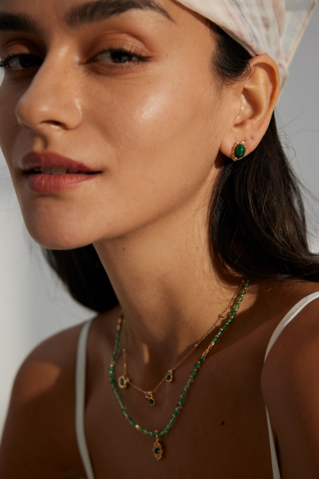 Vintage Lovers' Malachite Earring Studs